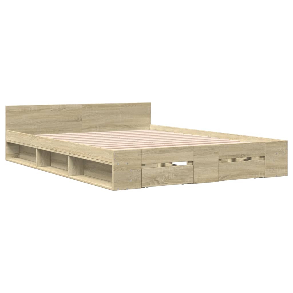 Giroletto Cassetti Rovere Sonoma 140x190 cm Legno Multistrato | homemem39