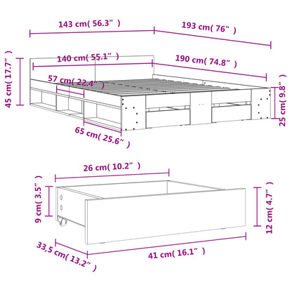 Giroletto Cassetti Rovere Sonoma 140x190 cm Legno Multistrato | homemem39