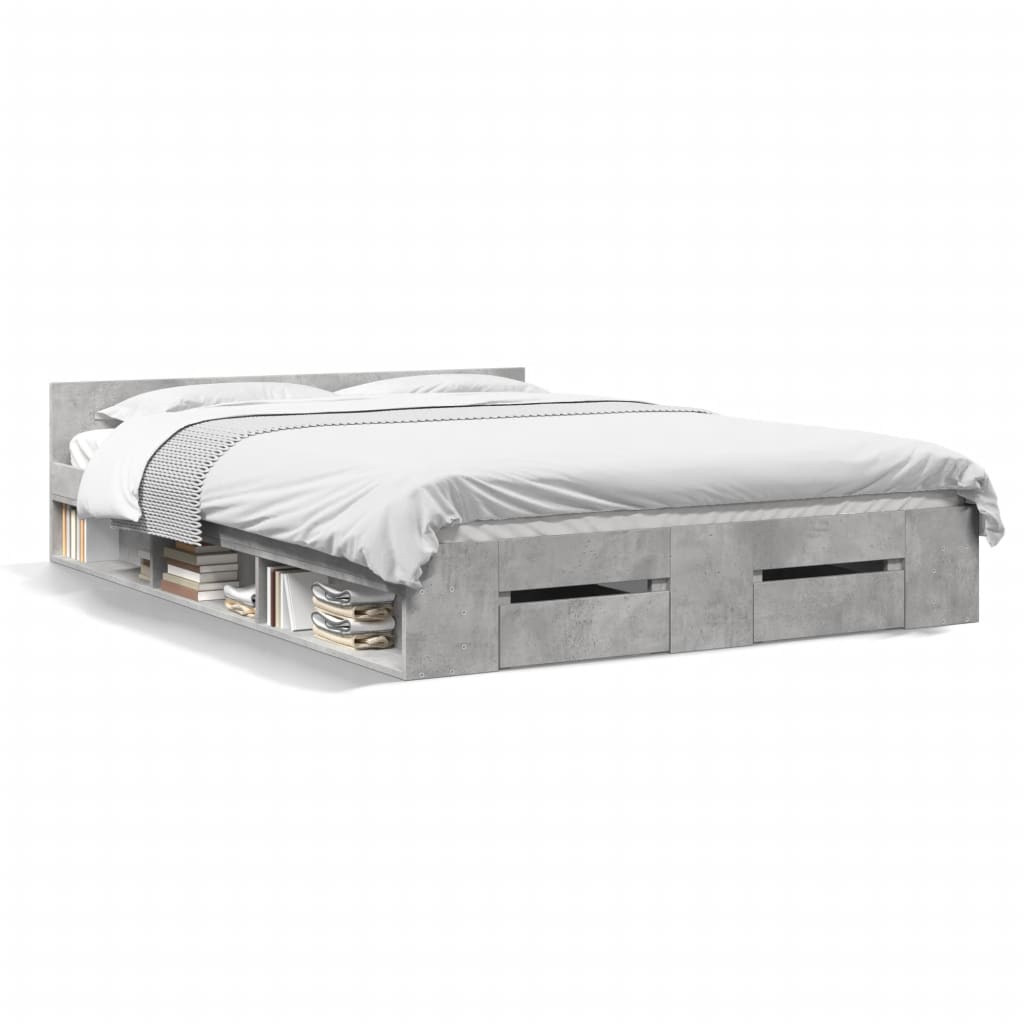 Giroletto Cassetti Grigio Cemento 140x190 cm Legno Multistrato | homemem39