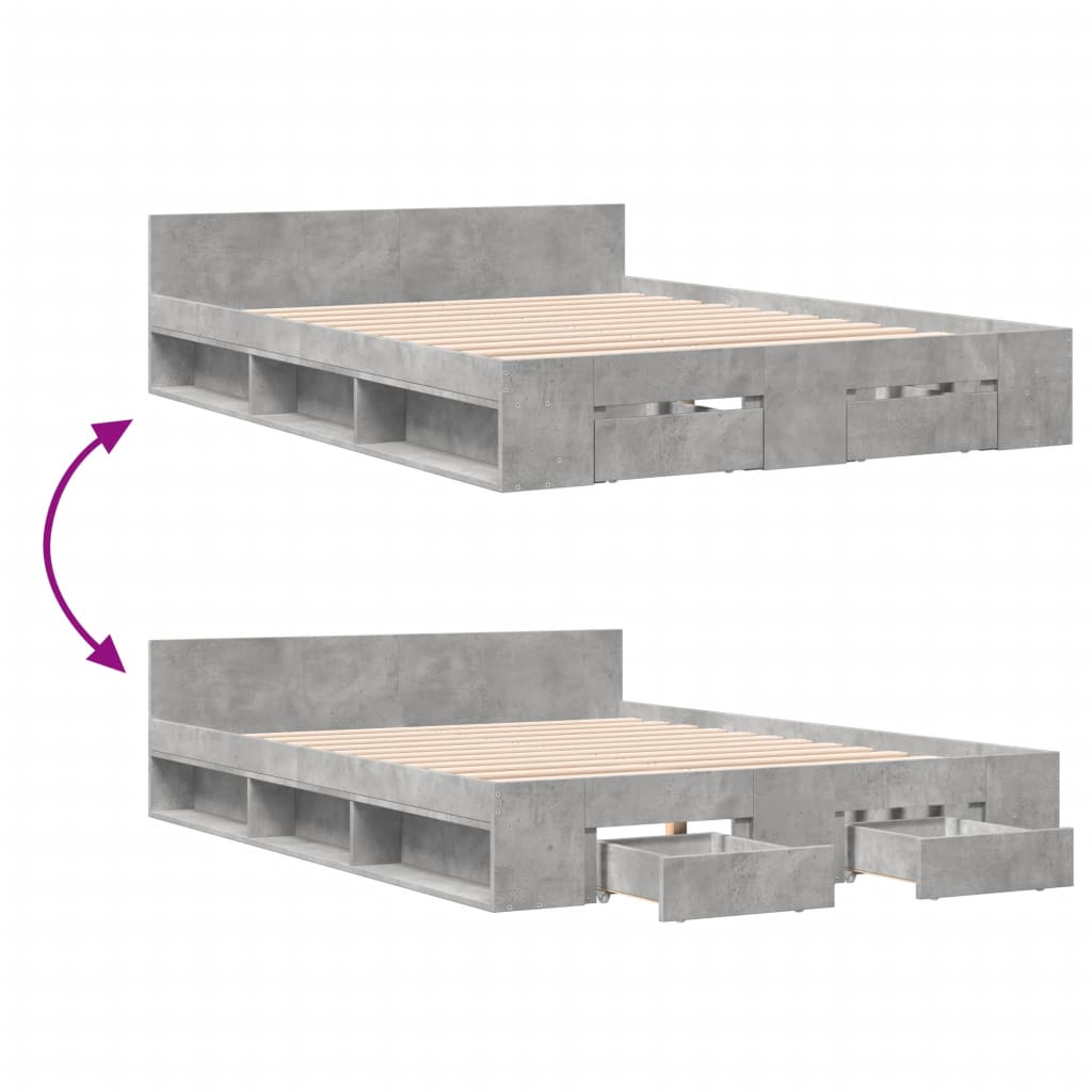 Giroletto Cassetti Grigio Cemento 140x190 cm Legno Multistrato | homemem39