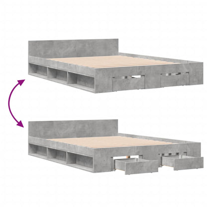 Giroletto Cassetti Grigio Cemento 140x190 cm Legno Multistrato | homemem39