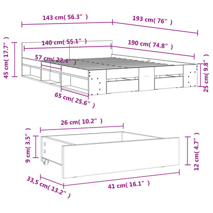 Giroletto Cassetti Grigio Cemento 140x190 cm Legno Multistrato | homemem39