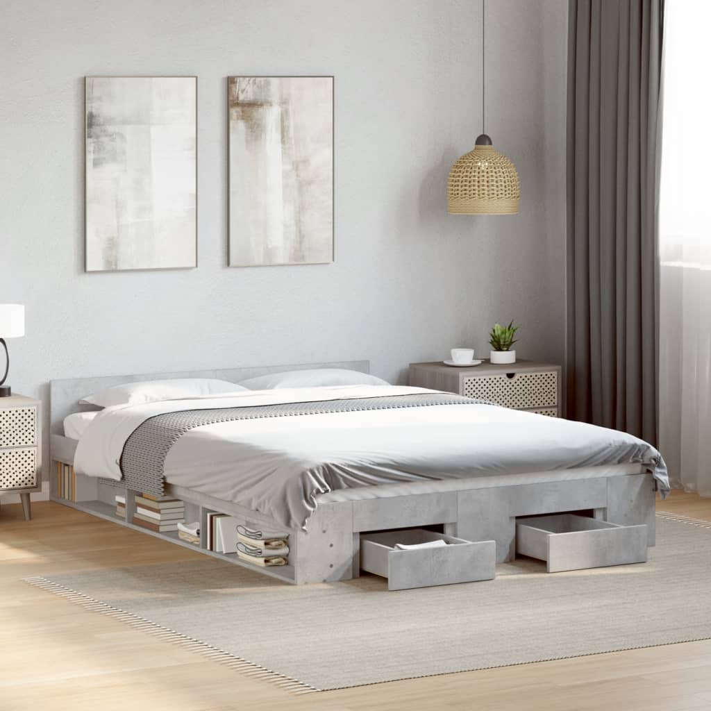 Giroletto Cassetti Grigio Cemento 140x190 cm Legno Multistrato | homemem39