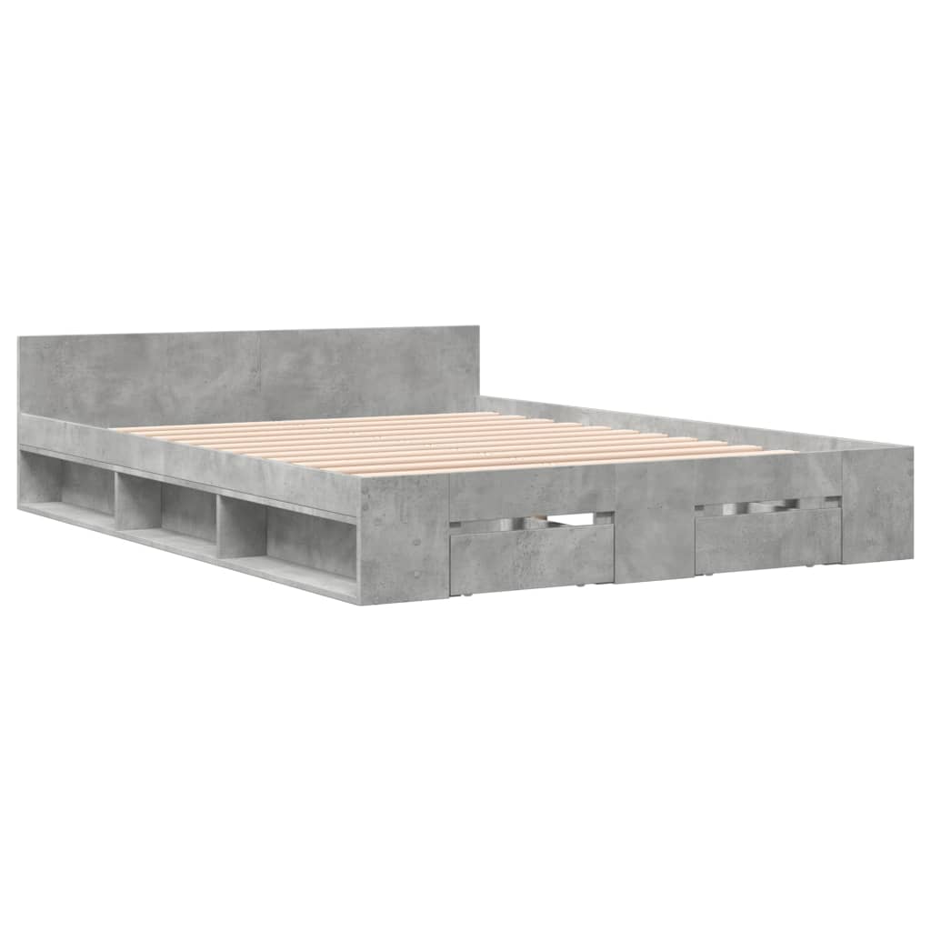 Giroletto Cassetti Grigio Cemento 135x190 cm Legno Multistrato | homemem39