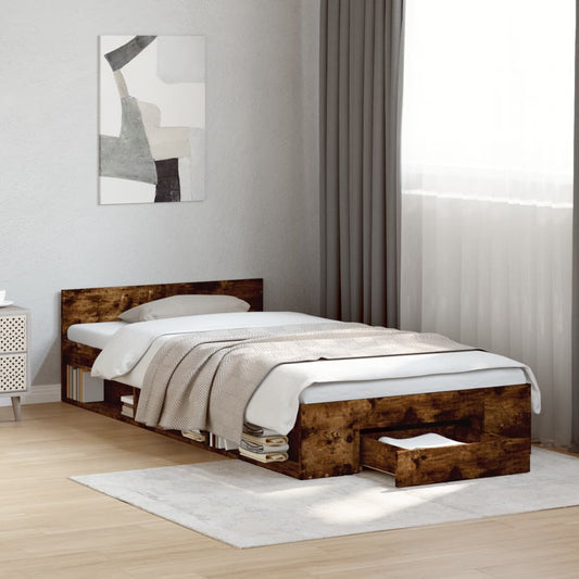Giroletto con Cassetto Rovere Fumo 100x200 cm Legno Multistrato | homemem39