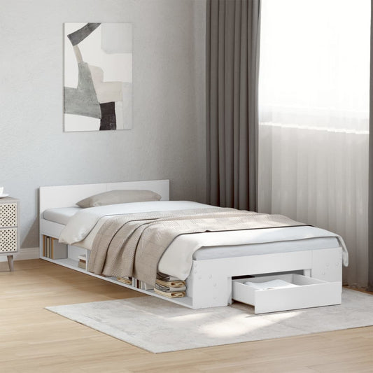 Giroletto con Cassetto Bianco 90x200 cm in Legno Multistrato - homemem39