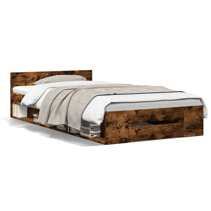Giroletto con Cassetto Rovere Fumo 90x200 cm Legno Multistrato | homemem39