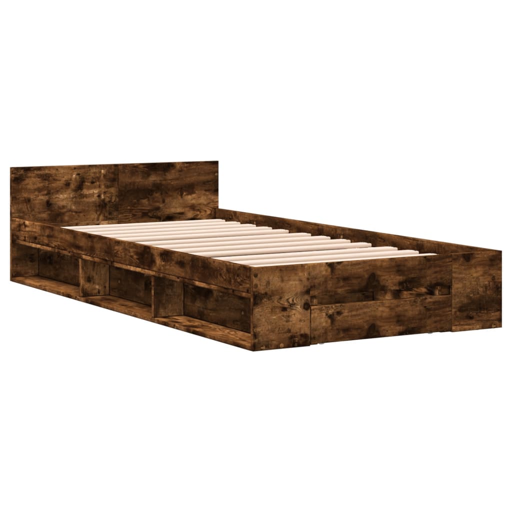Giroletto con Cassetto Rovere Fumo 90x200 cm Legno Multistrato | homemem39