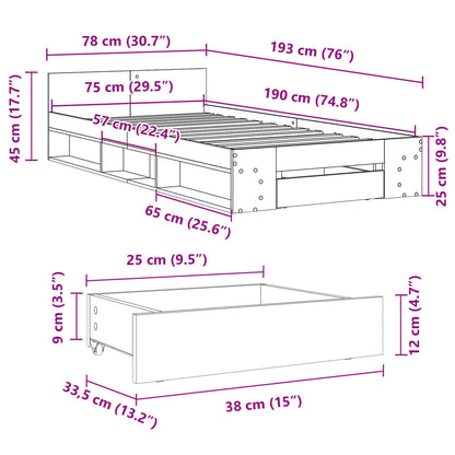 Giroletto Cassetto Rovere Sonoma 75x190 cm Legno Multistrato | homemem39