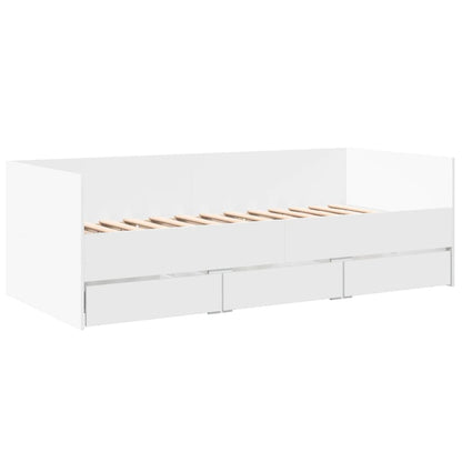 Divano Letto con Cassetti senza Materasso Bianco 100x200 cm - homemem39