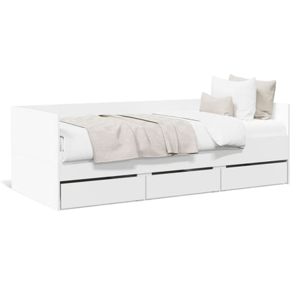 Divano Letto con Cassetti senza Materasso Bianco 90x200 cm - homemem39