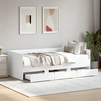 Divano Letto con Cassetti senza Materasso Bianco 90x200 cm - homemem39