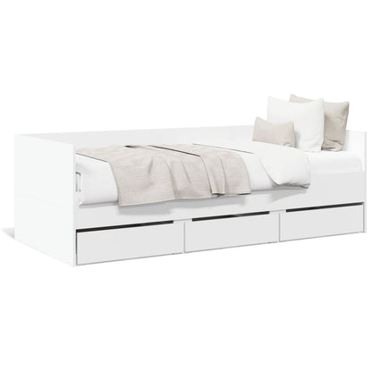 Divano Letto con Cassetti senza Materasso Bianco 90x190 cm - homemem39