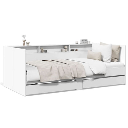 Divano Letto con Cassetti senza Materasso Bianco 90x200 cm - homemem39