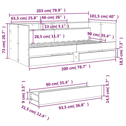 Divano Letto con Cassetti senza Materasso 90x200 cm | homemem39