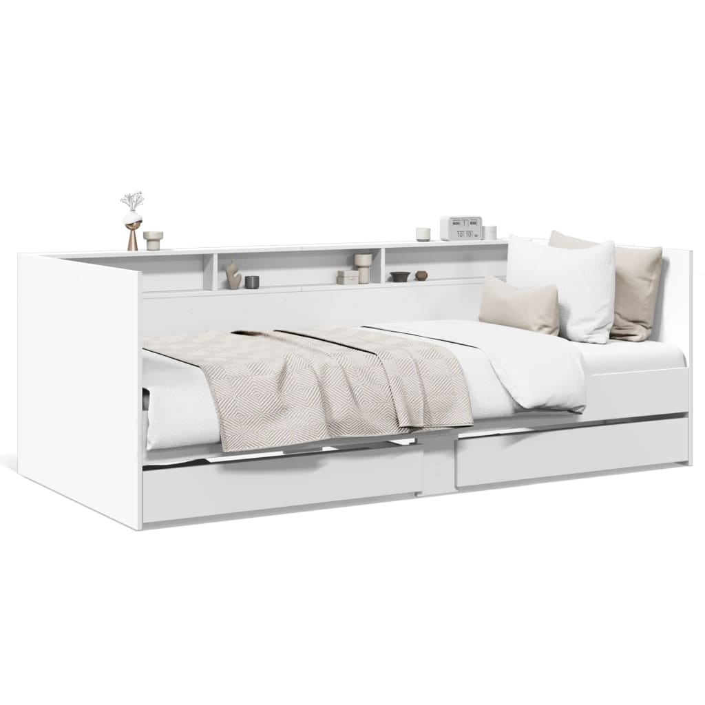 Divano Letto con Cassetti senza Materasso Bianco 90x190 cm - homemem39