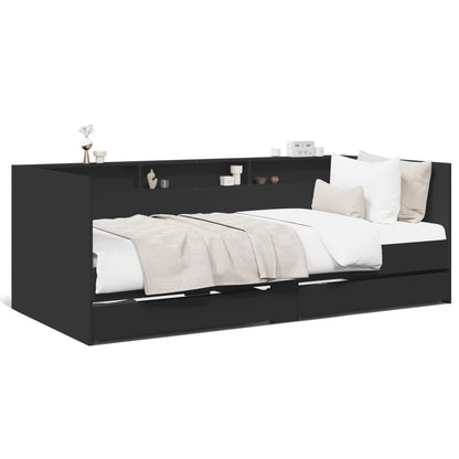 Divano Letto con Cassetti senza Materasso Nero 75x190 cm - homemem39