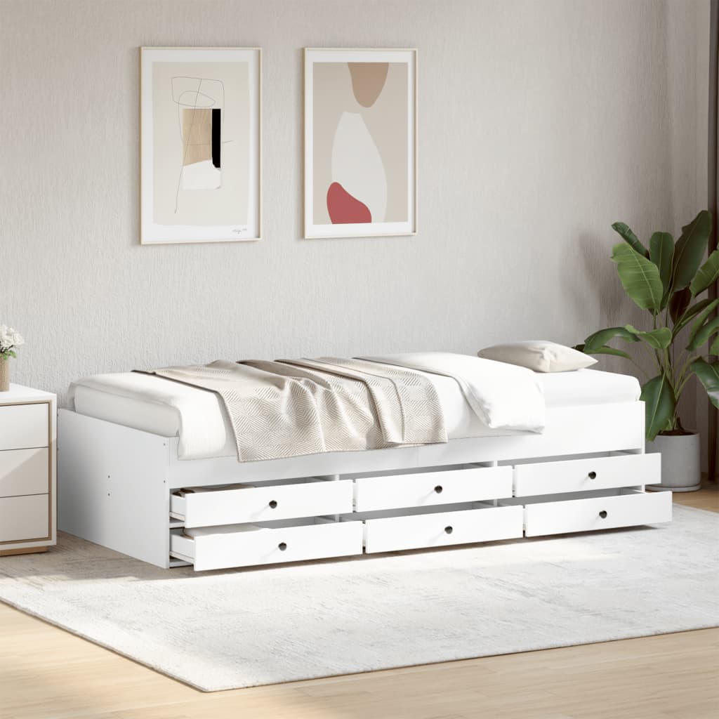 Divano Letto con Cassetti senza Materasso Bianco 100x200 cm - homemem39