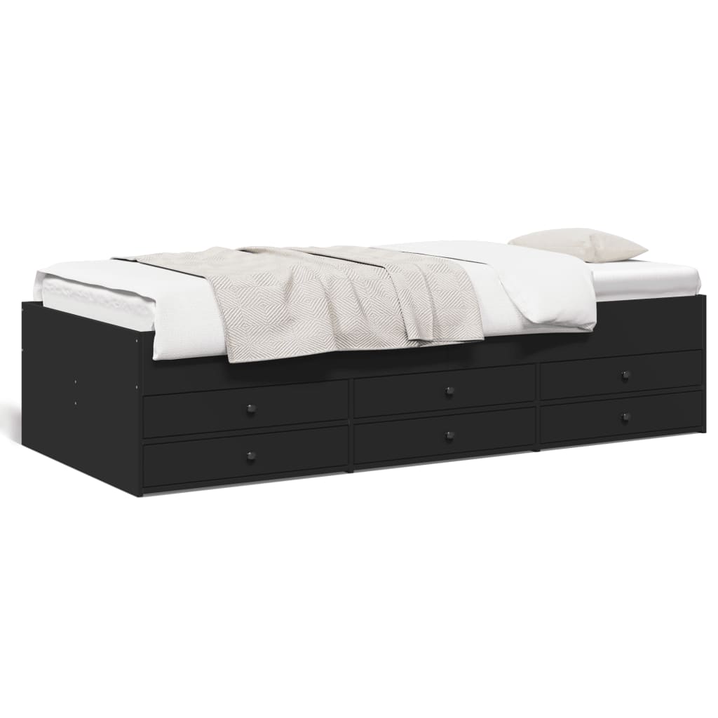 Divano Letto con Cassetti senza Materasso Nero 90x190 cm - homemem39