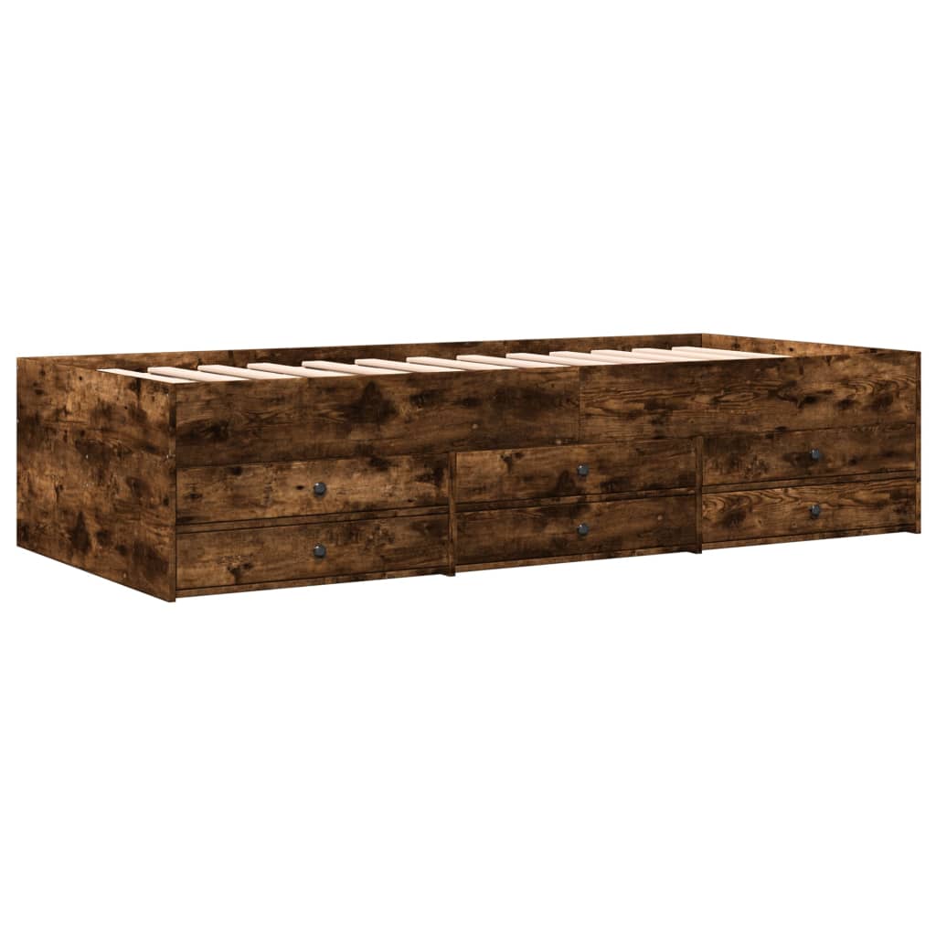 Divano Letto con Cassetti senza Materasso Rovere Fumo 90x190 cm | homemem39