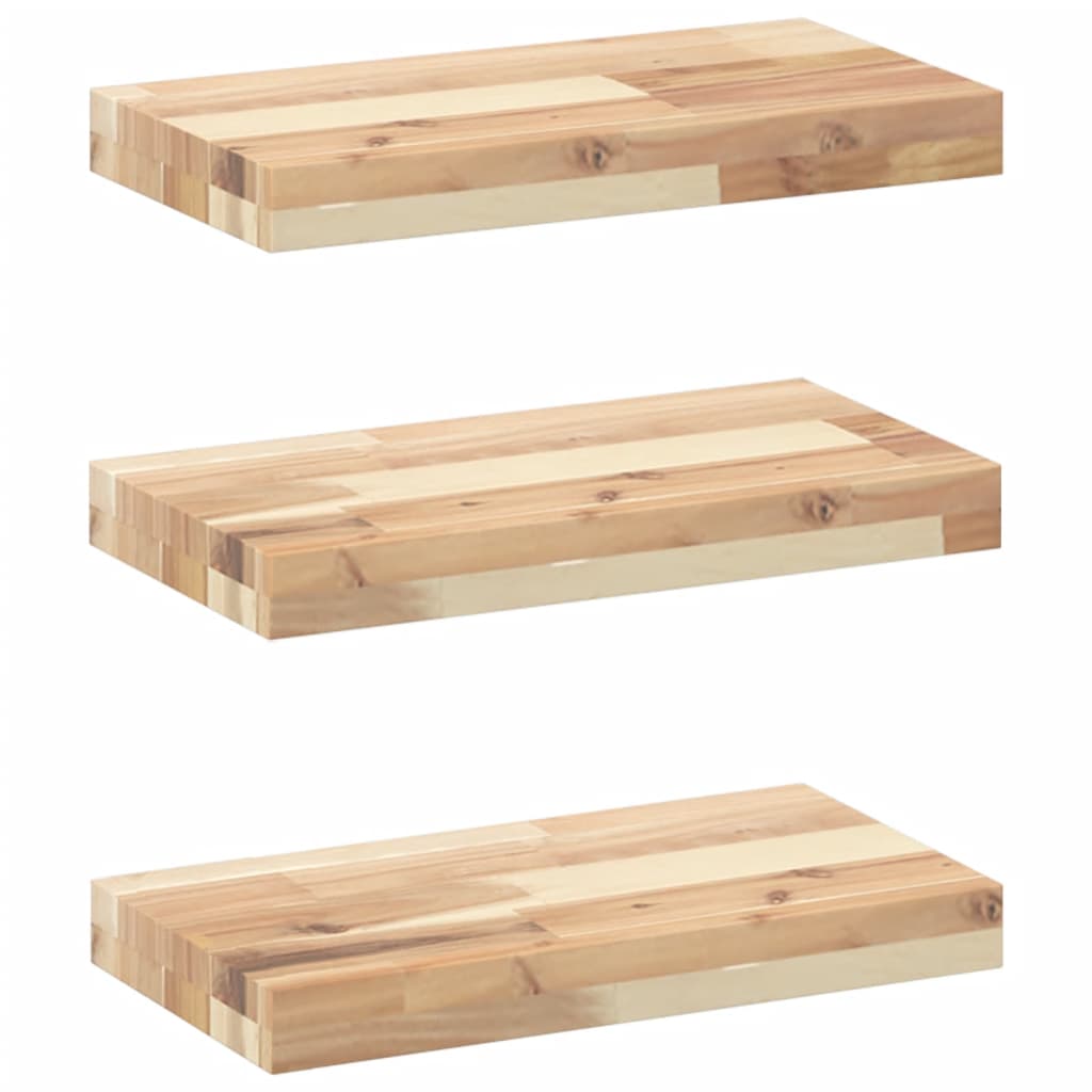Mensole da Parete 3 pz 60x20x4 cm Legno Acacia Non Trattato | homemem39