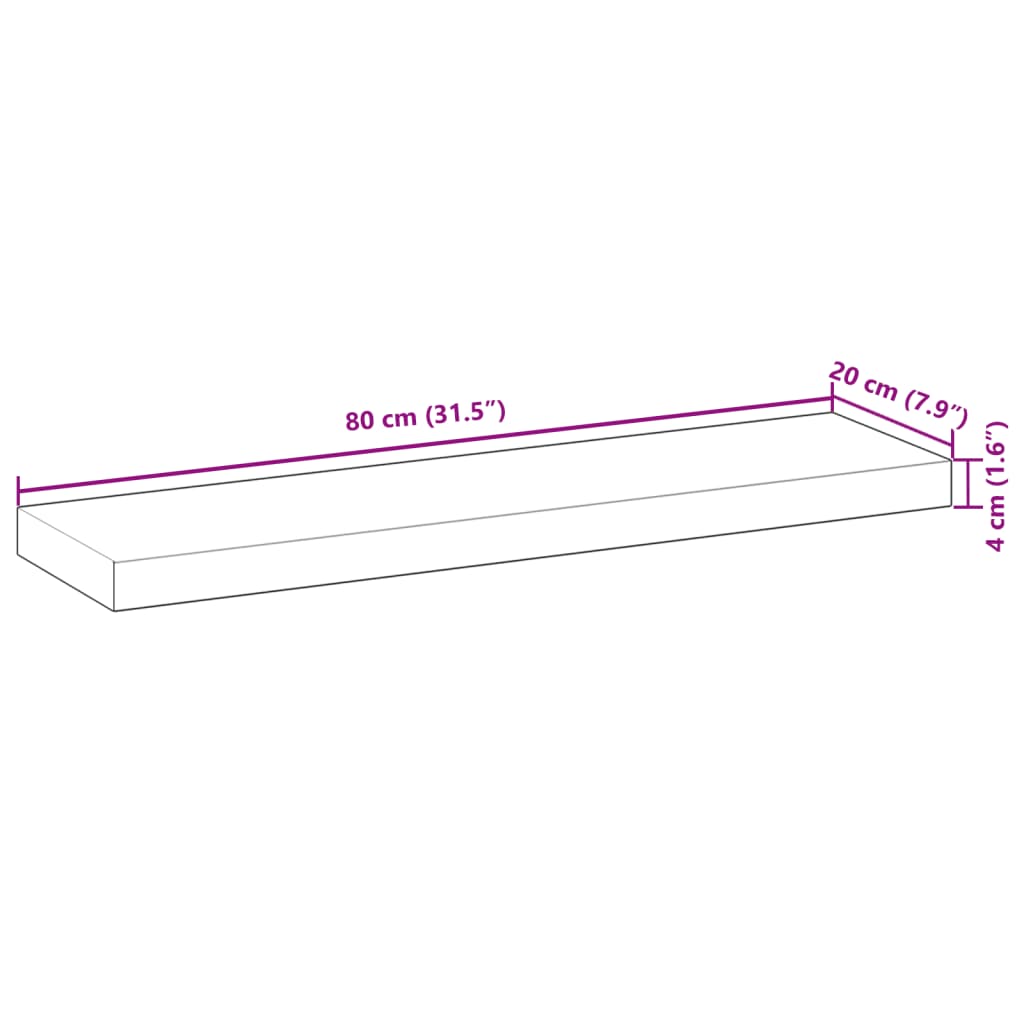 Mensole da Parete 2 pz 80x20x4 cm Legno Acacia Non Trattato | homemem39