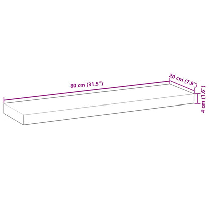 Mensole da Parete 2 pz 80x20x4 cm Legno Acacia Non Trattato | homemem39