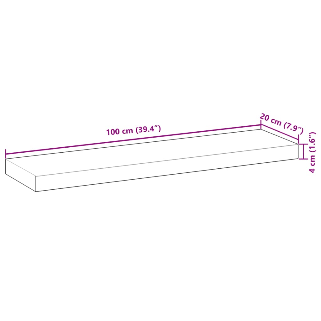 Mensole da Parete 3 pz 100x20x4 cm Legno Acacia Non Trattato | homemem39