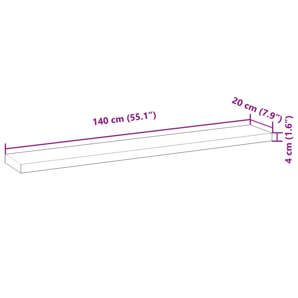 Mensole da Parete 2 pz 140x20x4 cm Legno Acacia Non Trattato | homemem39