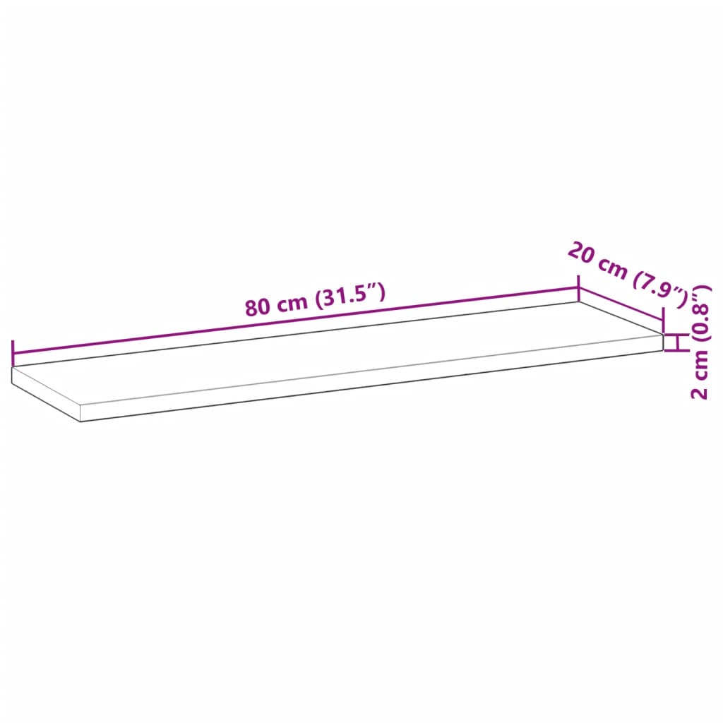 Mensole da Parete 2 pz 80x20x2 cm Legno Acacia Rifinito a Olio | homemem39