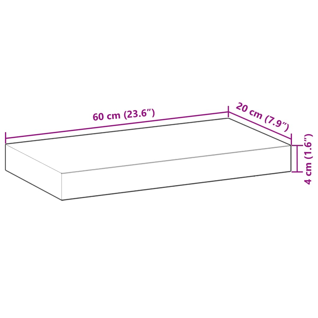 Mensole da Parete 2 pz 60x20x4 cm Legno Acacia Rifinito a Olio | homemem39