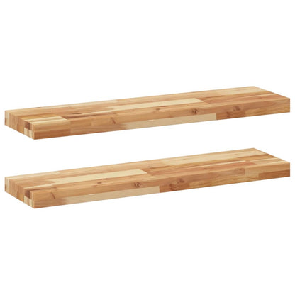 Mensole da Parete 2 pz 80x20x4 cm Legno Acacia Rifinito a Olio | homemem39