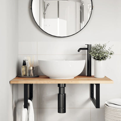 Piano da Bagno Non Trattato 100x50x2cm Legno Massello di Acacia