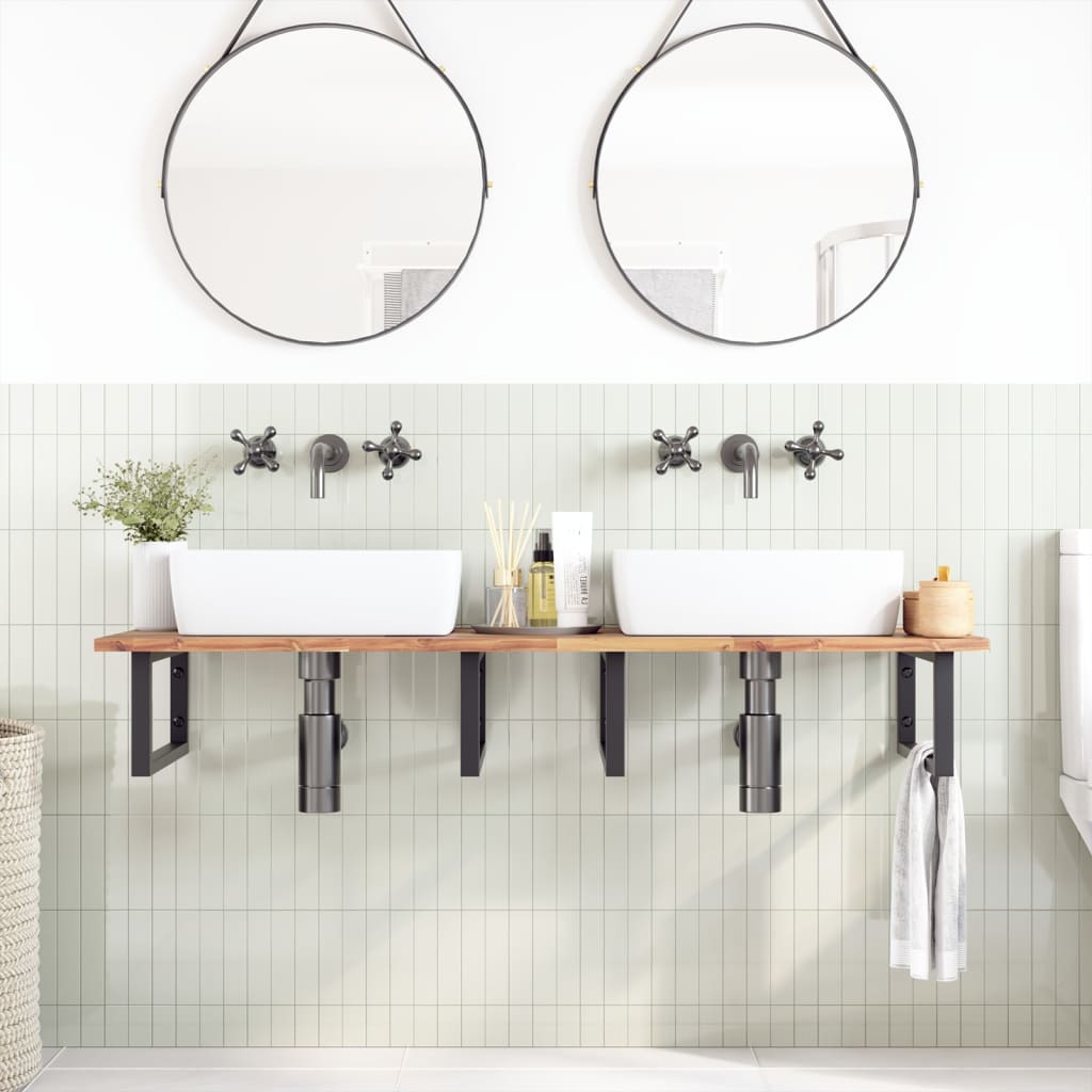Piano da Bagno Non Trattato 120x50x2cm Legno Massello di Acacia | homemem39
