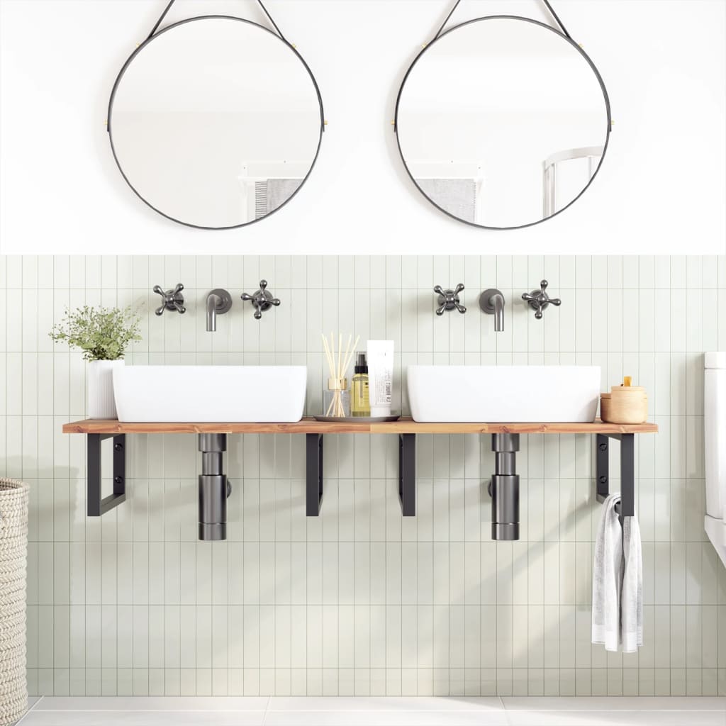 Piano da Bagno Non Trattato 140x50x2cm Legno Massello di Acacia