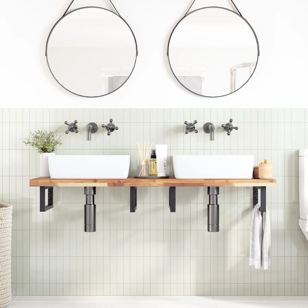 Piano da Bagno Non Trattato 140x40x4cm Legno Massello di Acacia | homemem39