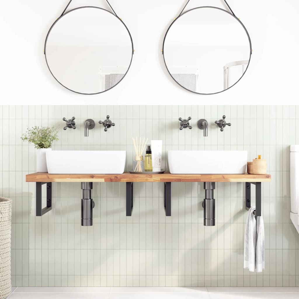 Piano da Bagno Non Trattato 120x50x4cm Legno Massello di Acacia | homemem39