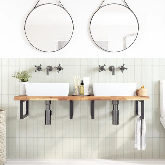 Piano da Bagno Non Trattato 120x50x4cm Legno Massello di Acacia | homemem39