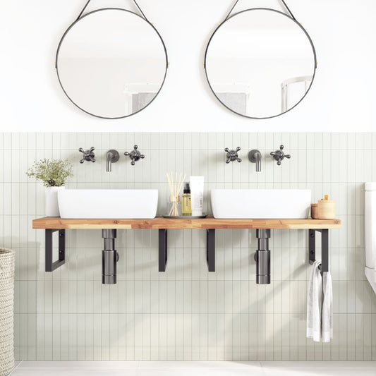 Piano da Bagno Non Trattato 140x50x4cm Legno Massello di Acacia | homemem39