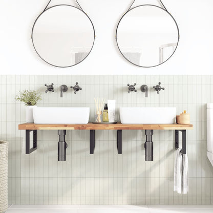 Piano da Bagno Non Trattato 160x50x4cm Legno Massello di Acacia | homemem39