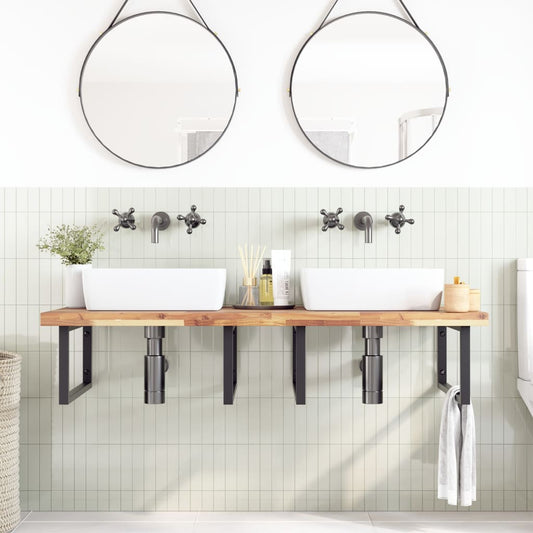 Piano da Bagno Non Trattato 140x60x4cm Legno Massello di Acacia | homemem39