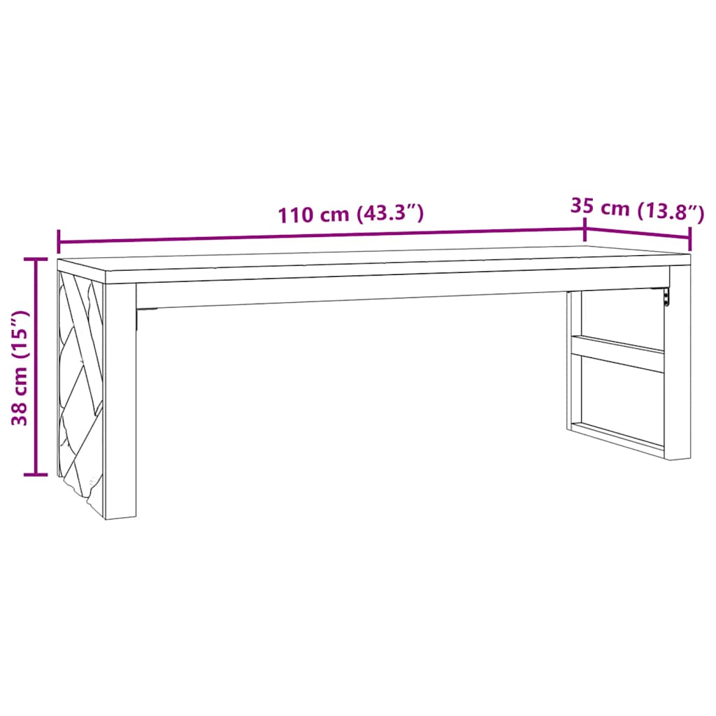 Tavolino da Salotto 110x35x38 cm in Legno Massello di Teak | homemem39