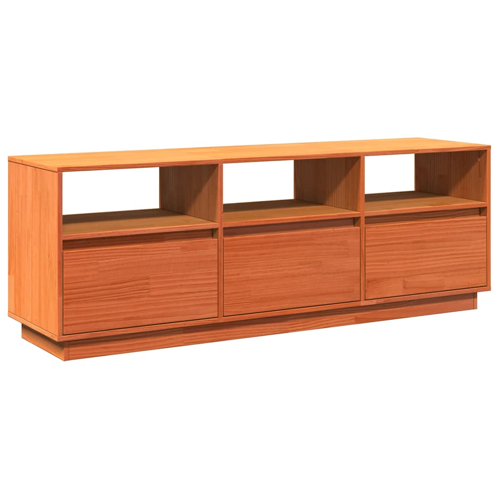 Mobile TV Marrone Cera 140x37x50 cm Legno Massello di Pino | homemem39