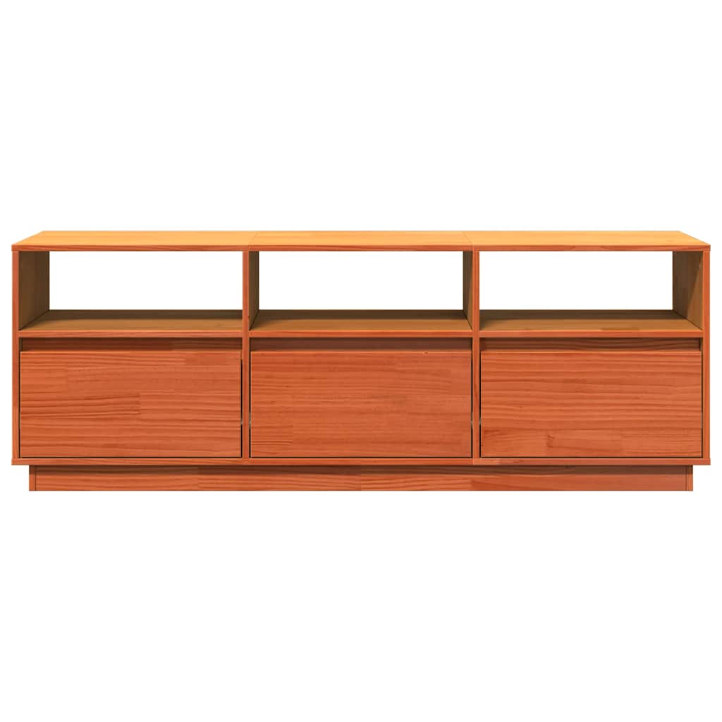 Mobile TV Marrone Cera 140x37x50 cm Legno Massello di Pino | homemem39