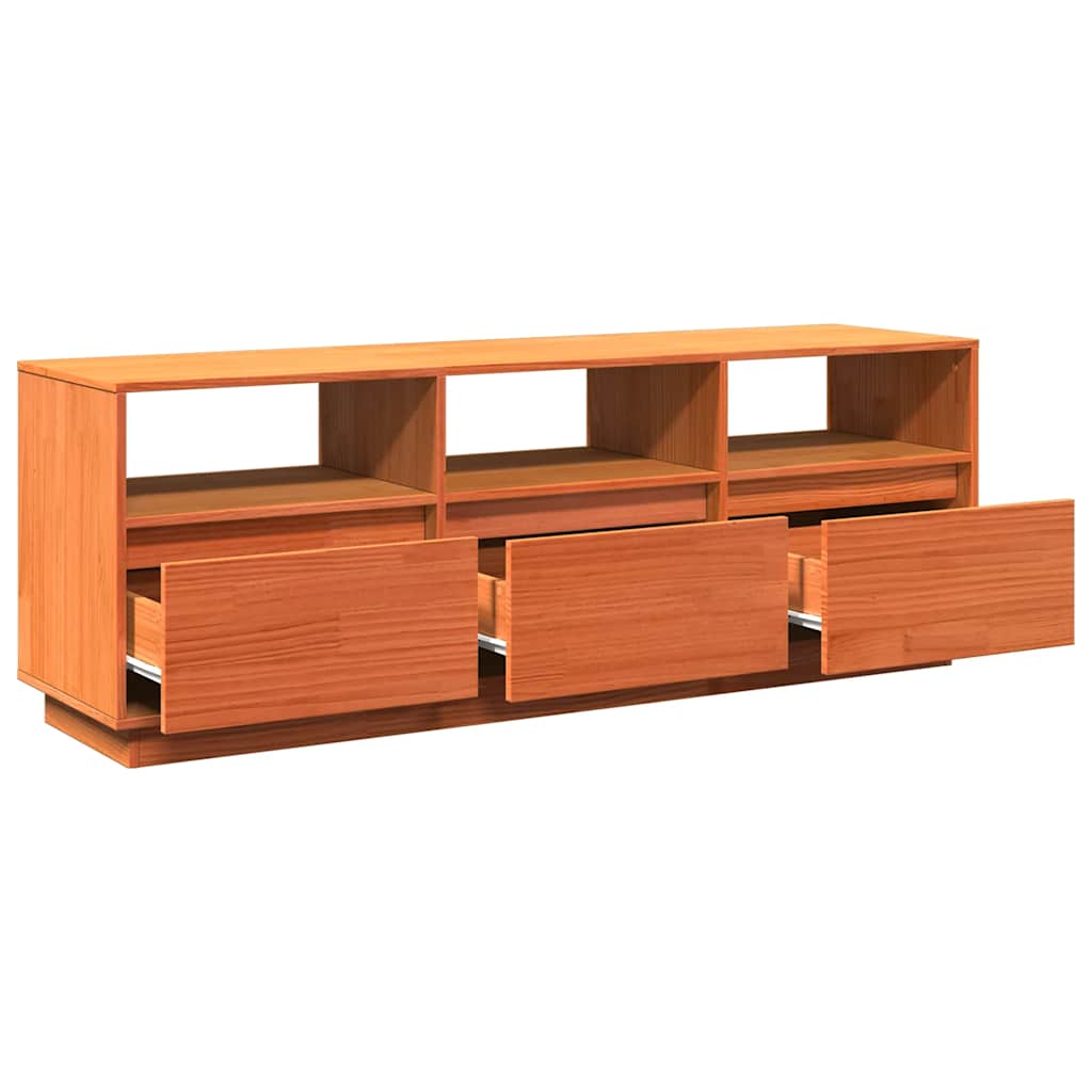 Mobile TV Marrone Cera 140x37x50 cm Legno Massello di Pino | homemem39