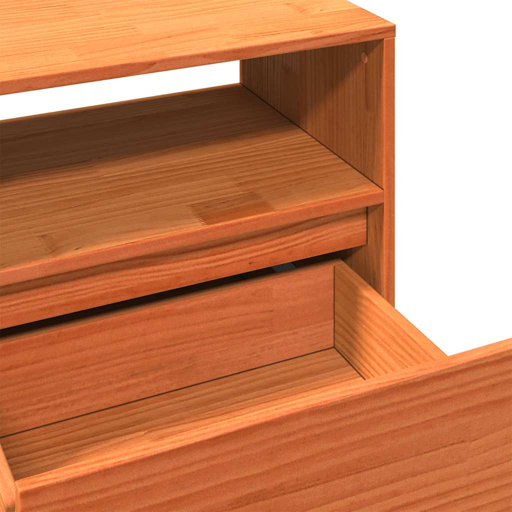 Mobile TV Marrone Cera 140x37x50 cm Legno Massello di Pino | homemem39