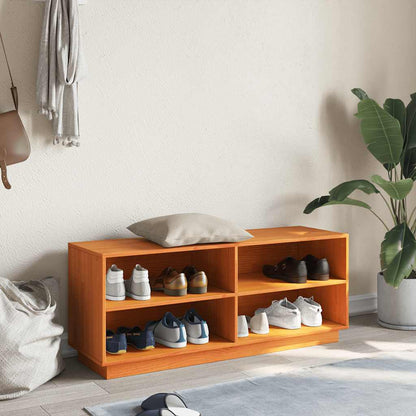 Scarpiera Marrone Cera 110x34x45 cm in Legno Massello di Pino | homemem39