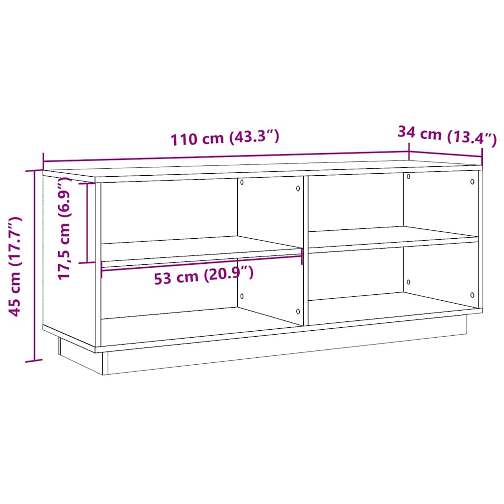 Scarpiera Marrone Cera 110x34x45 cm in Legno Massello di Pino | homemem39