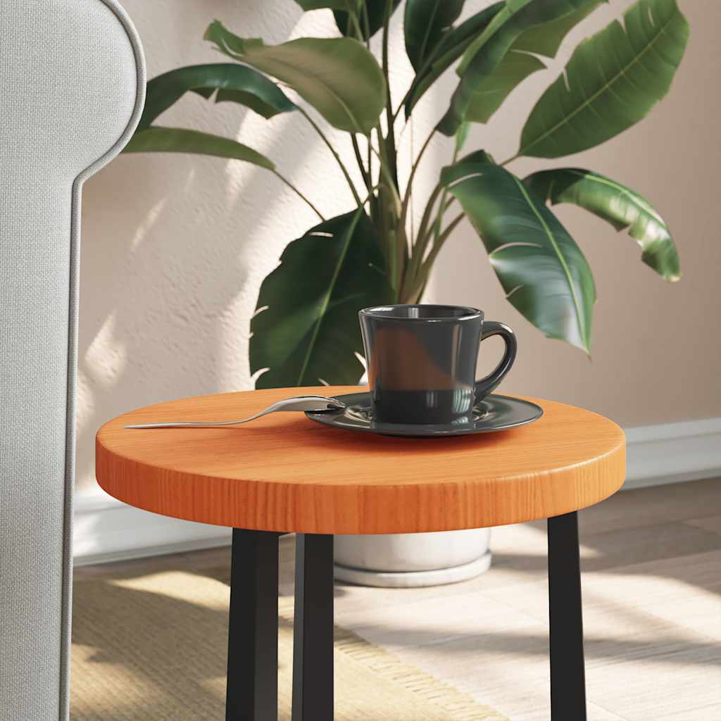 Piano Tavolo Rotondo Marrone Cera Ø30x2,5cm Legno Massello Pino | homemem39