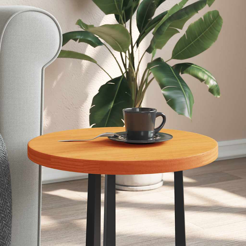 Piano Tavolo Rotondo Marrone Cera Ø40x2,5cm Legno Massello Pino | homemem39